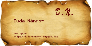Duda Nándor névjegykártya